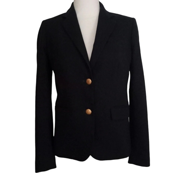 J. Crew Navy Blue Wool Blend School Boy Single Breasted Blazer Size 2 - Picture 1 of 10